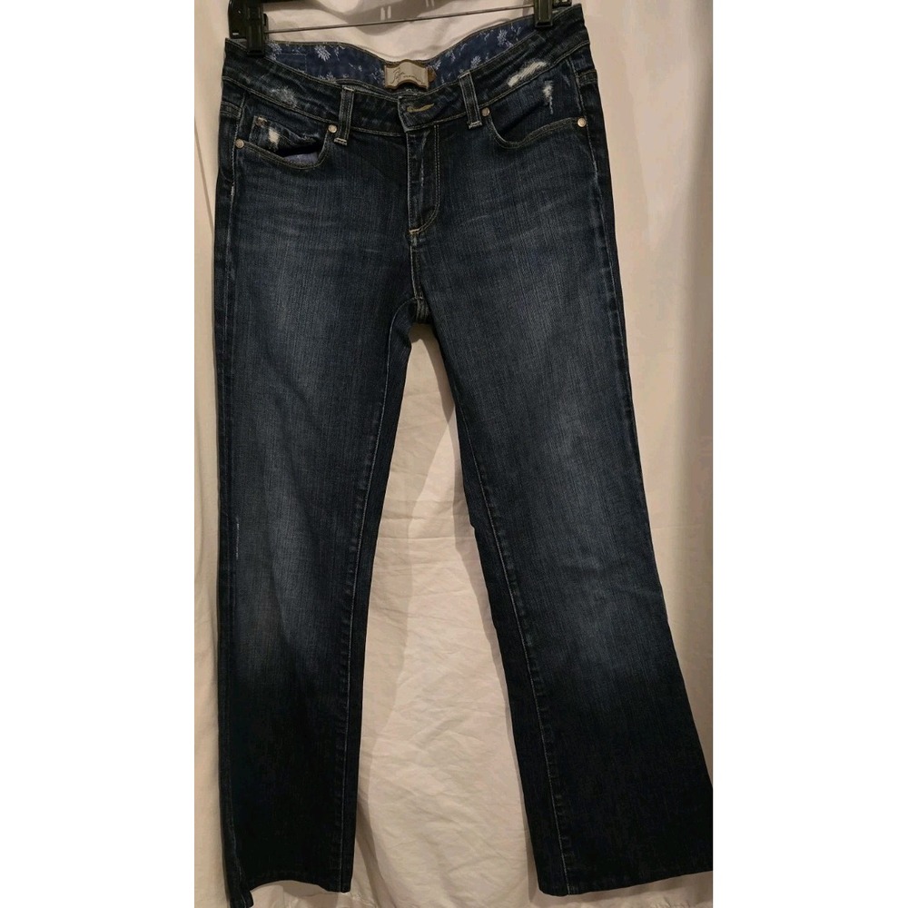 Paige Laurel Canyon Jeans Womens 29 Blue Mid Rise Flare Stretch Distressed USA